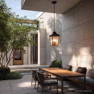 Urban Ambiance - Pendant - UKC10030 Rustic Outdoor Pendant, 19.75''H x 10''W x 10''Dep, Textured Black Finish, Norwyn Collection - 