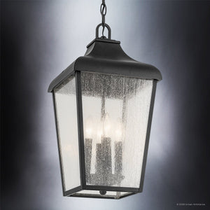 Urban Ambiance - Pendant - UKC10030 Rustic Outdoor Pendant, 19.75''H x 10''W x 10''Dep, Textured Black Finish, Norwyn Collection - 