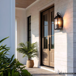 Urban Ambiance - Wall Sconce - UKC10040 Craftsman Outdoor Wall Sconce, 18.5''H x 8.5''W x 8''Dep, Textured Black Finish, Halbrook Collection - 
