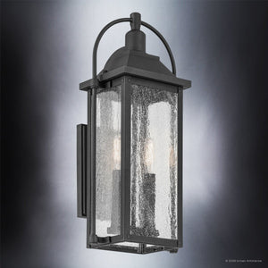 Urban Ambiance - Wall Sconce - UKC10040 Craftsman Outdoor Wall Sconce, 18.5''H x 8.5''W x 8''Dep, Textured Black Finish, Halbrook Collection - 