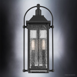 Urban Ambiance - Wall Sconce - UKC10040 Craftsman Outdoor Wall Sconce, 18.5''H x 8.5''W x 8''Dep, Textured Black Finish, Halbrook Collection - 