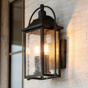 Urban Ambiance - Wall Sconce - UKC10040 Craftsman Outdoor Wall Sconce, 18.5''H x 8.5''W x 8''Dep, Textured Black Finish, Halbrook Collection - 