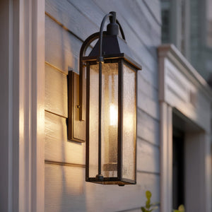 Urban Ambiance - Wall Sconce - UKC10042 Craftsman Outdoor Wall Sconce, 23.25''H x 10.5''W x 8''Dep, Textured Black Finish, Halbrook Collection - 