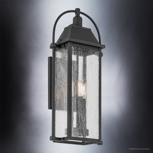 Urban Ambiance - Wall Sconce - UKC10042 Craftsman Outdoor Wall Sconce, 23.25''H x 10.5''W x 8''Dep, Textured Black Finish, Halbrook Collection - 
