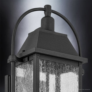 Urban Ambiance - Wall Sconce - UKC10042 Craftsman Outdoor Wall Sconce, 23.25''H x 10.5''W x 8''Dep, Textured Black Finish, Halbrook Collection - 