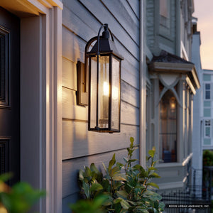 Urban Ambiance - Wall Sconce - UKC10042 Craftsman Outdoor Wall Sconce, 23.25''H x 10.5''W x 8''Dep, Textured Black Finish, Halbrook Collection - 