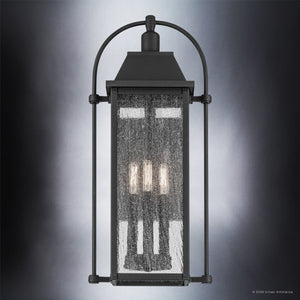 Urban Ambiance - Wall Sconce - UKC10042 Craftsman Outdoor Wall Sconce, 23.25''H x 10.5''W x 8''Dep, Textured Black Finish, Halbrook Collection - 