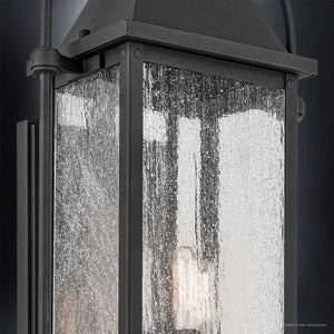 Urban Ambiance - Wall Sconce - UKC10042 Craftsman Outdoor Wall Sconce, 23.25''H x 10.5''W x 8''Dep, Textured Black Finish, Halbrook Collection - 