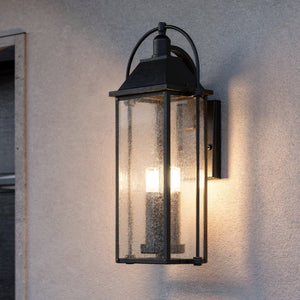 Urban Ambiance - Wall Sconce - UKC10044 Craftsman Outdoor Wall Sconce, 28.75''H x 12.5''W x 9.25''Dep, Textured Black Finish, Halbrook Collection - 