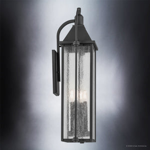 Urban Ambiance - Wall Sconce - UKC10044 Craftsman Outdoor Wall Sconce, 28.75''H x 12.5''W x 9.25''Dep, Textured Black Finish, Halbrook Collection - 