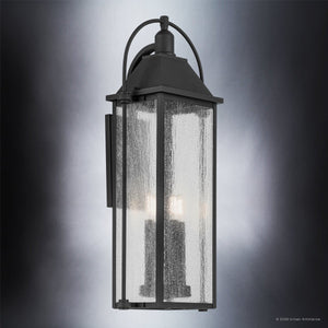 Urban Ambiance - Wall Sconce - UKC10044 Craftsman Outdoor Wall Sconce, 28.75''H x 12.5''W x 9.25''Dep, Textured Black Finish, Halbrook Collection - 