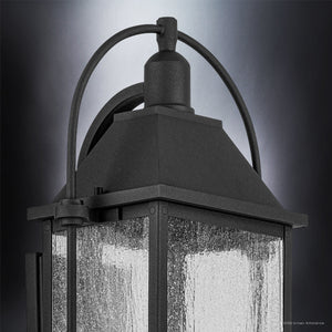 Urban Ambiance - Wall Sconce - UKC10044 Craftsman Outdoor Wall Sconce, 28.75''H x 12.5''W x 9.25''Dep, Textured Black Finish, Halbrook Collection - 