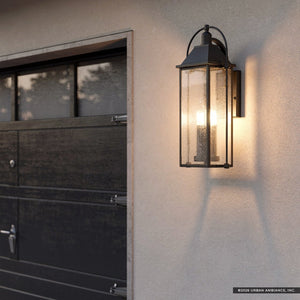 Urban Ambiance - Wall Sconce - UKC10044 Craftsman Outdoor Wall Sconce, 28.75''H x 12.5''W x 9.25''Dep, Textured Black Finish, Halbrook Collection - 