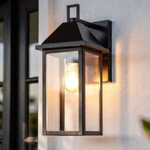 Urban Ambiance - Wall Sconce - UKC10050 Farmhouse Outdoor Wall Sconce, 14''H x 5.75''W x 7''Dep, Black Finish, Colwyn Collection - 