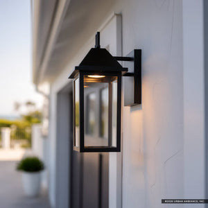 Urban Ambiance - Wall Sconce - UKC10051 Farmhouse Outdoor Wall Sconce, 14''H x 5.75''W x 7''Dep, Black Finish, Colwyn Collection - 