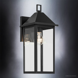 Urban Ambiance - Wall Sconce - UKC10054 Farmhouse Outdoor Wall Sconce, 16.75''H x 6.75''W x 8.25''Dep, Black Finish, Colwyn Collection - 