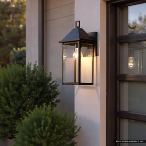Urban Ambiance - Wall Sconce - UKC10054 Farmhouse Outdoor Wall Sconce, 16.75''H x 6.75''W x 8.25''Dep, Black Finish, Colwyn Collection - 