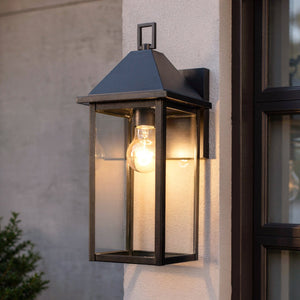 Urban Ambiance - Wall Sconce - UKC10054 Farmhouse Outdoor Wall Sconce, 16.75''H x 6.75''W x 8.25''Dep, Black Finish, Colwyn Collection - 