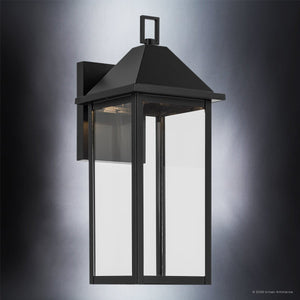 Urban Ambiance - Wall Sconce - UKC10055 Farmhouse Outdoor Wall Sconce, 16.75''H x 6.75''W x 8.25''Dep, Black Finish, Colwyn Collection - 