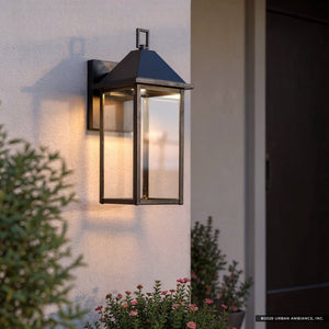Urban Ambiance - Wall Sconce - UKC10055 Farmhouse Outdoor Wall Sconce, 16.75''H x 6.75''W x 8.25''Dep, Black Finish, Colwyn Collection - 