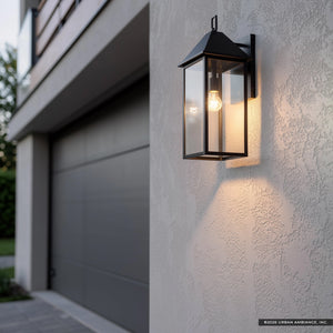 Urban Ambiance - Wall Sconce - UKC10058 Farmhouse Outdoor Wall Sconce, 22''H x 9''W x 10''Dep, Black Finish, Colwyn Collection - 