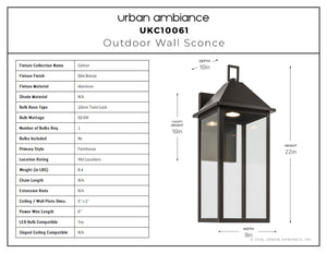 Urban Ambiance - Wall Sconce - UKC10061 Farmhouse Outdoor Wall Sconce, 22''H x 9''W x 10''Dep, Olde Bronze Finish, Colwyn Collection - 