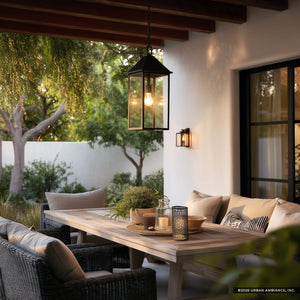 Urban Ambiance - Pendant - UKC10062 Farmhouse Outdoor Pendant, 22''H x 9''W x 9''Dep, Black Finish, Colwyn Collection - 