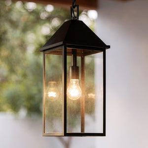 Urban Ambiance - Pendant - UKC10062 Farmhouse Outdoor Pendant, 22''H x 9''W x 9''Dep, Black Finish, Colwyn Collection - 