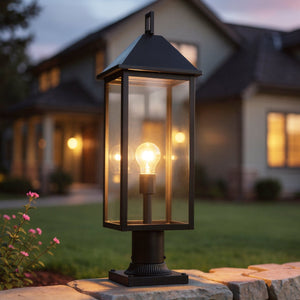 Urban Ambiance - Post Light - UKC10064 Farmhouse Outdoor Post Light, 25''H x 9''W x 9''Dep, Black Finish, Colwyn Collection - 
