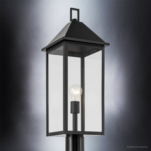 Urban Ambiance - Post Light - UKC10064 Farmhouse Outdoor Post Light, 25''H x 9''W x 9''Dep, Black Finish, Colwyn Collection - 