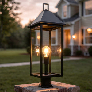 Urban Ambiance - Post Light - UKC10066 Farmhouse Outdoor Post Light, 25''H x 9''W x 9''Dep, Olde Bronze Finish, Colwyn Collection - 