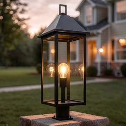 Urban Ambiance - Post Light - UKC10066 Farmhouse Outdoor Post Light, 25''H x 9''W x 9''Dep, Olde Bronze Finish, Colwyn Collection - 