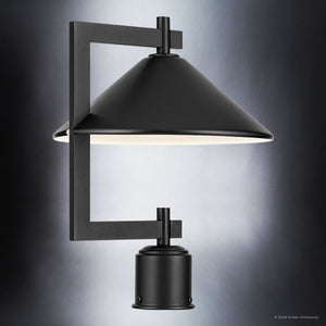 Urban Ambiance - Post Light - UKC10076 Industrial Outdoor Post Light, 16''H x 12''W x 12''Dep, Black Finish, Fairmont Collection - 