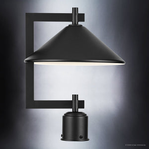Urban Ambiance - Post Light - UKC10076 Industrial Outdoor Post Light, 16''H x 12''W x 12''Dep, Black Finish, Fairmont Collection - 