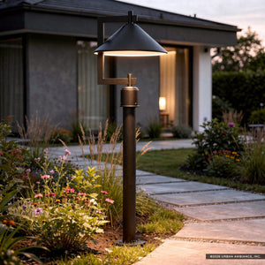 Urban Ambiance - Post Light - UKC10076 Industrial Outdoor Post Light, 16''H x 12''W x 12''Dep, Black Finish, Fairmont Collection - 