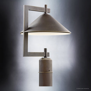 Urban Ambiance - Post Light - UKC10077 Industrial Outdoor Post Light, 16''H x 12''W x 12''Dep, Olde Bronze Finish, Fairmont Collection - 