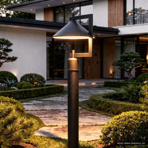 Urban Ambiance - Post Light - UKC10077 Industrial Outdoor Post Light, 16''H x 12''W x 12''Dep, Olde Bronze Finish, Fairmont Collection - 