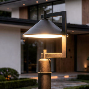 Urban Ambiance - Post Light - UKC10077 Industrial Outdoor Post Light, 16''H x 12''W x 12''Dep, Olde Bronze Finish, Fairmont Collection - 
