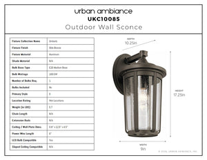 Urban Ambiance - Wall Sconce - UKC10085 Luxe Industrial Outdoor Wall Sconce, 17.25''H x 9''W x 10.25''Dep, Olde Bronze Finish, Umberly Collection -