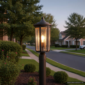 Urban Ambiance - Post Light - UKC10087 Luxe Industrial Outdoor Post Light, 19.25''H x 9''W x 9''Dep, Olde Bronze Finish, Umberly Collection -