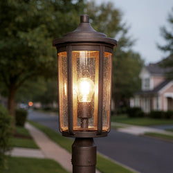Urban Ambiance - Post Light - UKC10087 Luxe Industrial Outdoor Post Light, 19.25''H x 9''W x 9''Dep, Olde Bronze Finish, Umberly Collection -