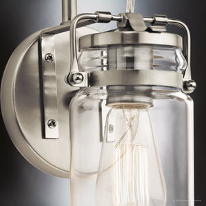 Urban Ambiance - Bath Light - UKC20000 Industrial Indoor Bath Light, 11.5''H x 5''W x 6.5''Dep, Brushed Nickel Finish, Velora Collection - 