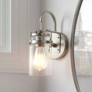 Urban Ambiance - Bath Light - UKC20000 Industrial Indoor Bath Light, 11.5''H x 5''W x 6.5''Dep, Brushed Nickel Finish, Velora Collection - 