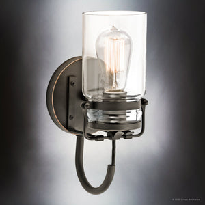 Urban Ambiance - Bath Light - UKC20001 Industrial Indoor Bath Light, 11.5''H x 5''W x 6.5''Dep, Olde Bronze Finish, Velora Collection - 