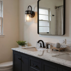 Urban Ambiance - Bath Light - UKC20001 Industrial Indoor Bath Light, 11.5''H x 5''W x 6.5''Dep, Olde Bronze Finish, Velora Collection - 