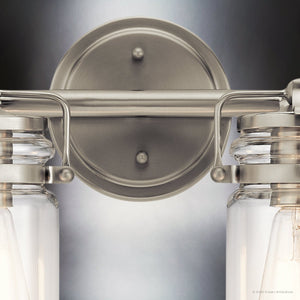 Urban Ambiance - Bath Light - UKC20002 Industrial Indoor Bath Light, 10''H x 15.75''W x 6.75''Dep, Brushed Nickel Finish, Velora Collection - 