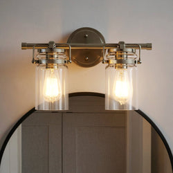 Urban Ambiance - Bath Light - UKC20002 Industrial Indoor Bath Light, 10''H x 15.75''W x 6.75''Dep, Brushed Nickel Finish, Velora Collection - 