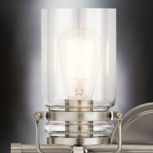 Urban Ambiance - Bath Light - UKC20002 Industrial Indoor Bath Light, 10''H x 15.75''W x 6.75''Dep, Brushed Nickel Finish, Velora Collection - 