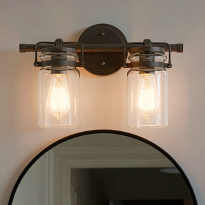 Urban Ambiance - Bath Light - UKC20003 Industrial Indoor Bath Light, 10''H x 15.75''W x 6.75''Dep, Olde Bronze Finish, Velora Collection - 