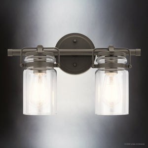 Urban Ambiance - Bath Light - UKC20003 Industrial Indoor Bath Light, 10''H x 15.75''W x 6.75''Dep, Olde Bronze Finish, Velora Collection - 